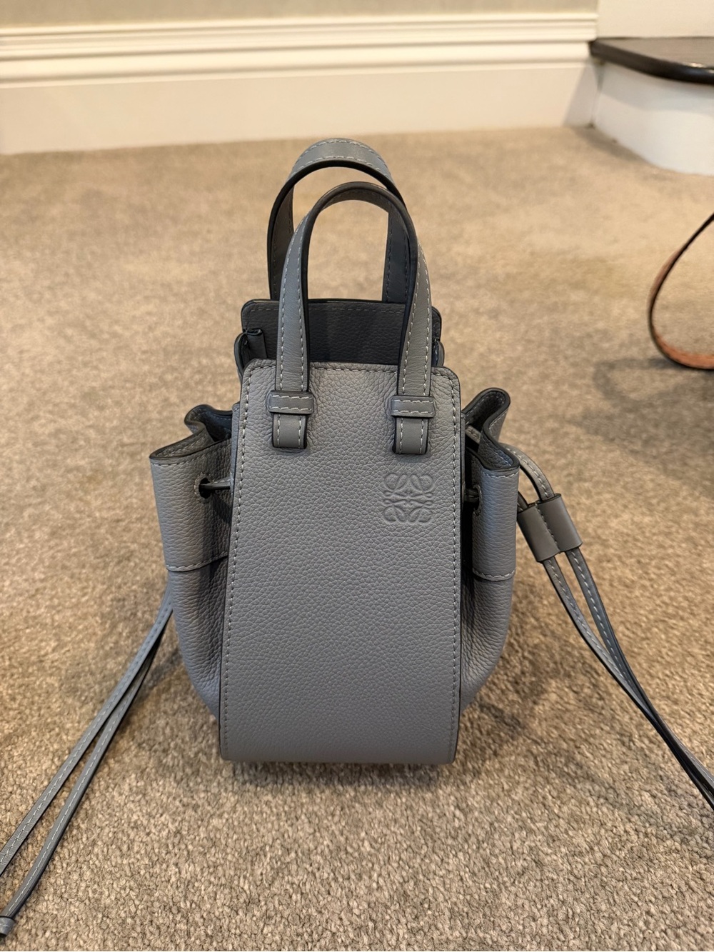 Loewe Blue-Gray Leather Hammock Crossbody Bag